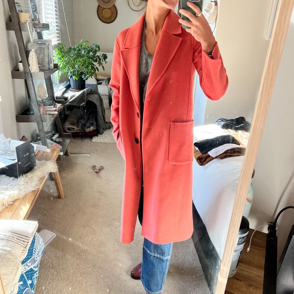 Massimo Dutti Chlotes Peach Wool Long Coat - Picture 15 of 15